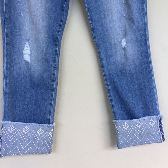 Level 99 Anthropologie Jeans Women Size 29 Slouchy Straight Cuffs Mid Rise Boho - Picture 12 of 14